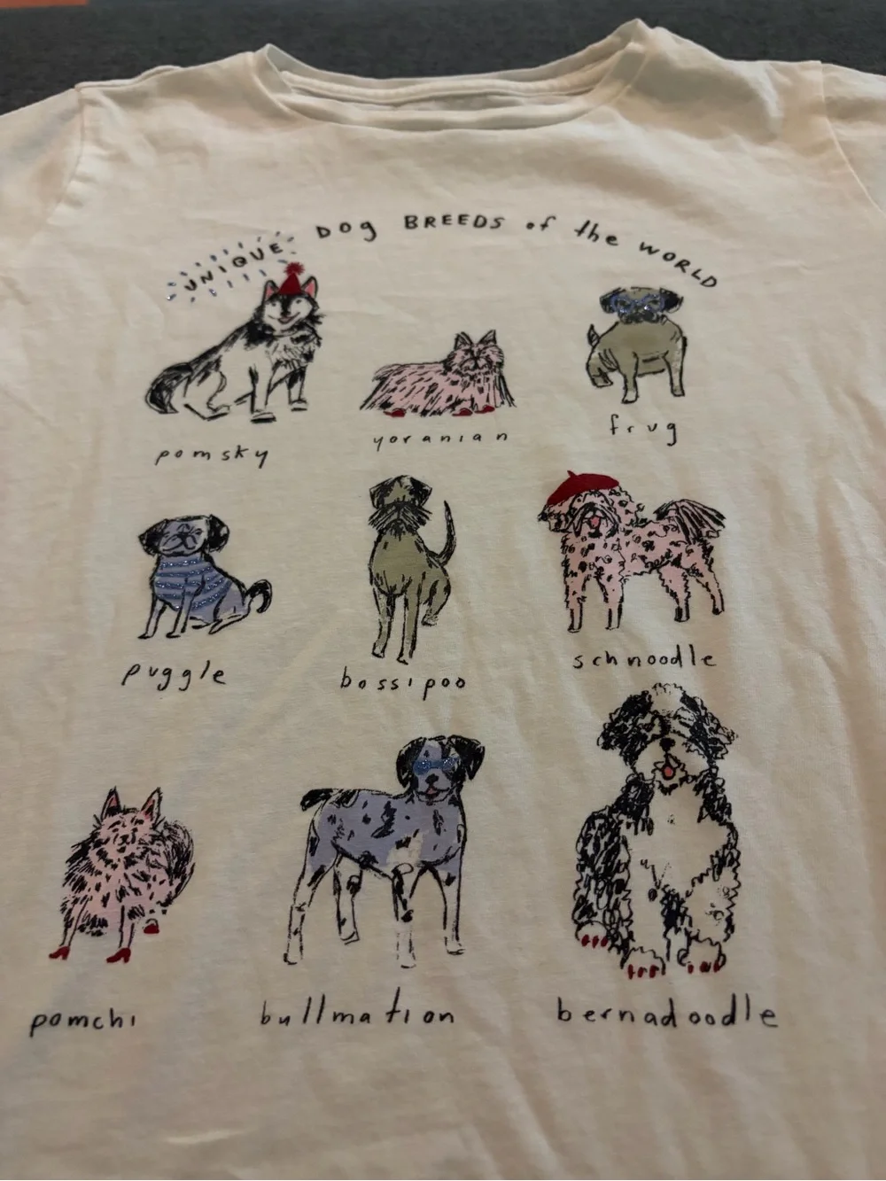 Crewcuts White Dog Breeds Graphic Tee with Multi-Color Illustration